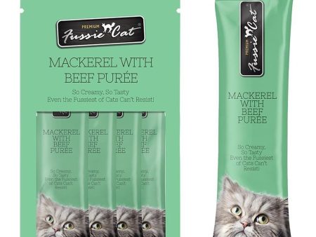 Fussie Cat Puree Mackerel Beef 2oz 18count Fashion