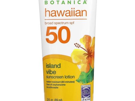 Alba Botanica, Hawaiian Broad Spectrum SPF 50, Island Vibe Sunscreen Lotion, 3 fl oz Supply