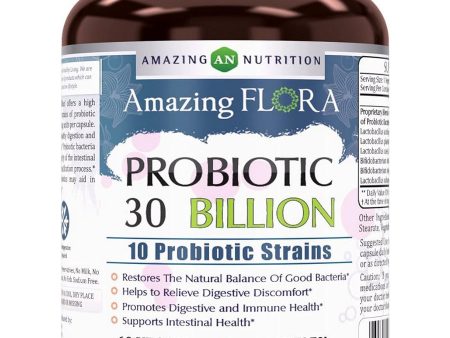 Amazing Flora, Probiotic 30 Billion, 10 Best Probiotic Strains, 60 Veggie Capsules Hot on Sale