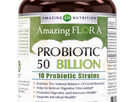 Amazing Flora, Probiotic 50 Billion, 10 Probiotic Strains, 60 Veggie Capsules Cheap