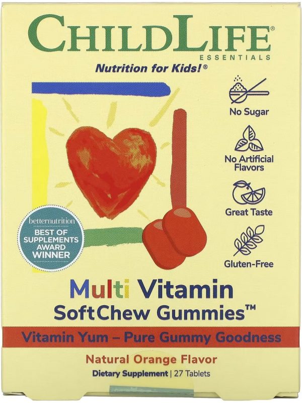 ChildLife Essentials, Multi Vitamin SoftChew Gummies, Natural Orange, 27 Tablets Cheap