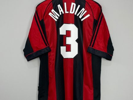 1998 00 AC MILAN MALDINI #3 HOME SHIRT (L) ADIDAS Cheap